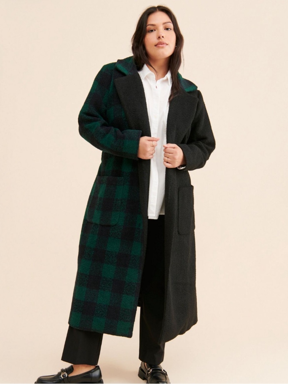 HUTCH Plaid Long Coat